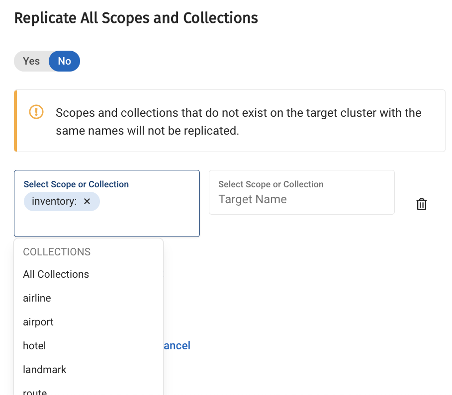 Establishing a source collection for replication.