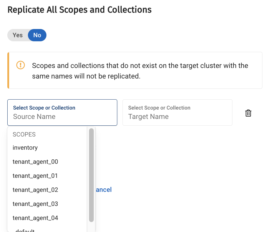 Establishing a source scope for replication.