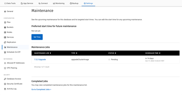 Cluster maintenance screen