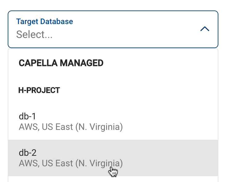 The Select Target Cluster Pulldown Menu.