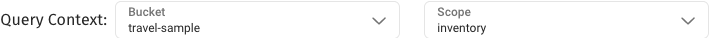 The query context controls with `travel-sample.inventory` selected