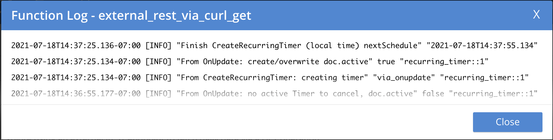 ext rest via curl get 04 log active1