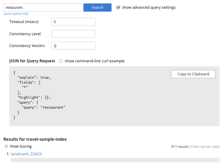 fts advanced query settings