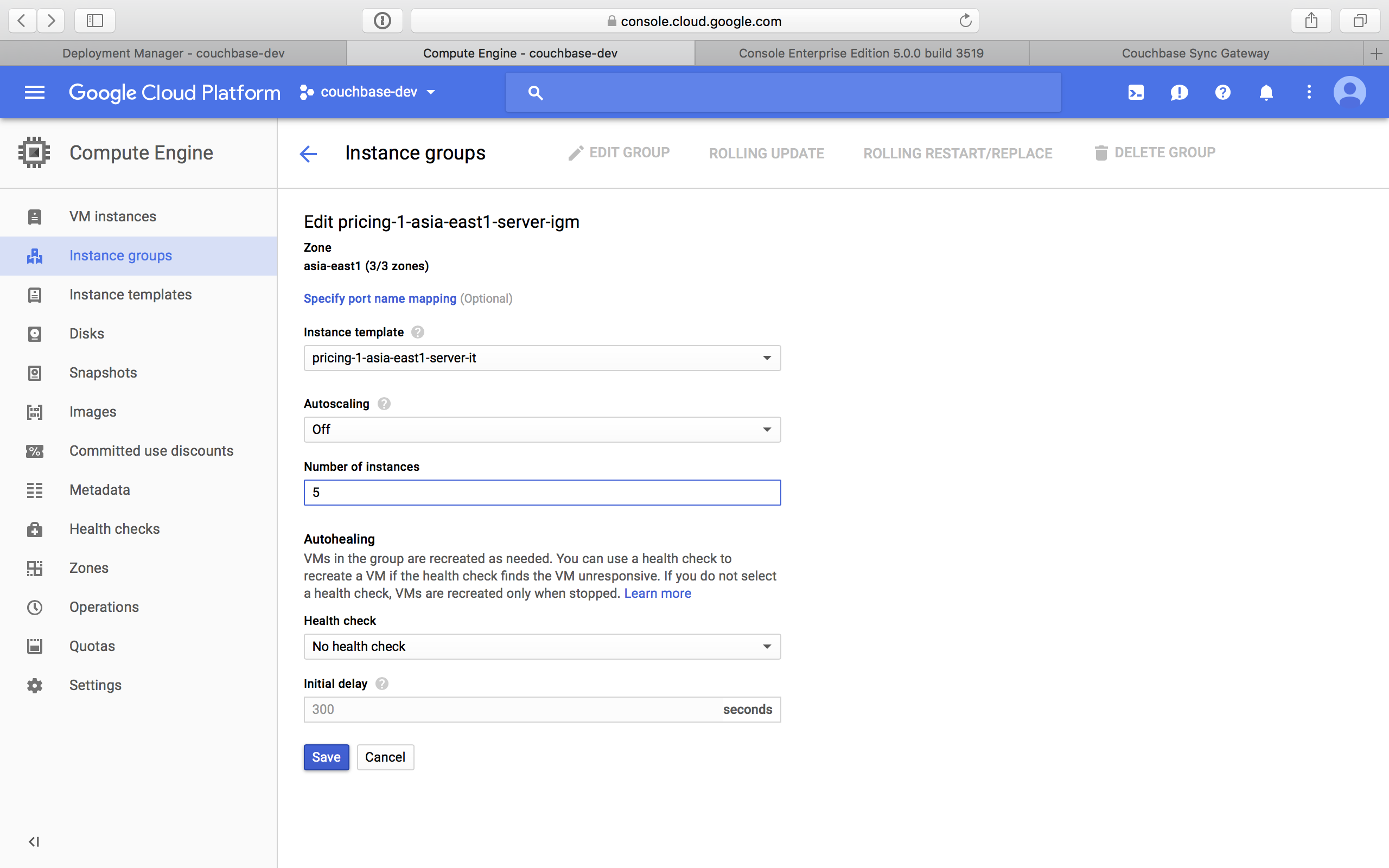 gcp server instance group edit number
