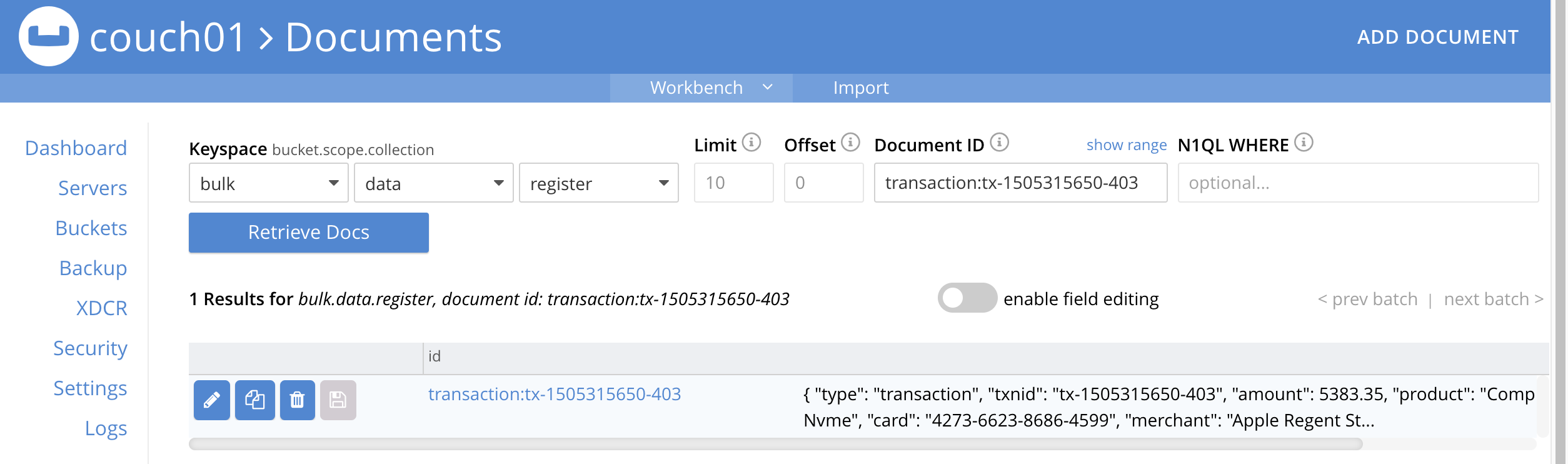 high risk txns 10 bucket register id