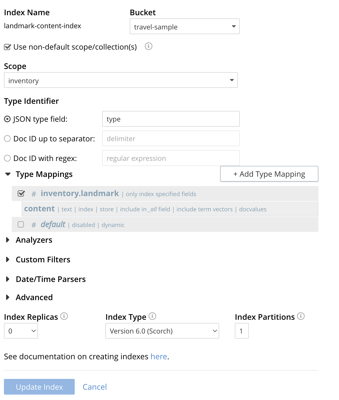 fts edit index nondefault