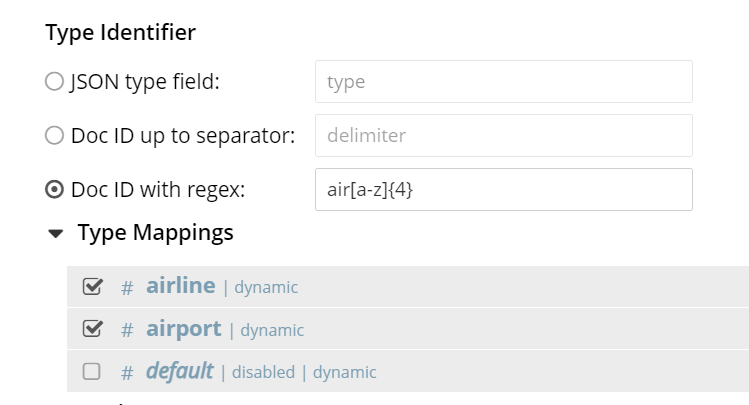 fts type mapping regexp with docid