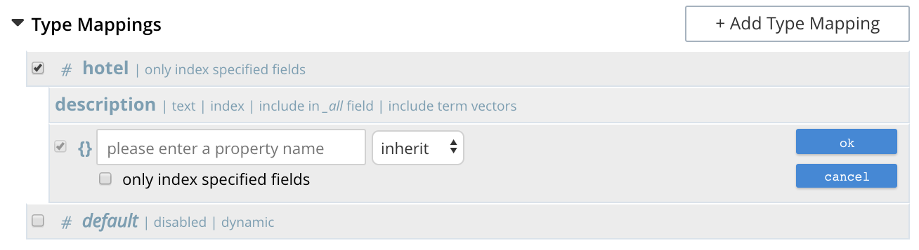 fts type mappings child mapping dialog