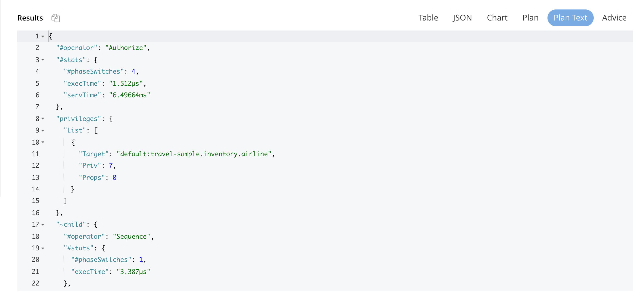 Query plan in JSON format