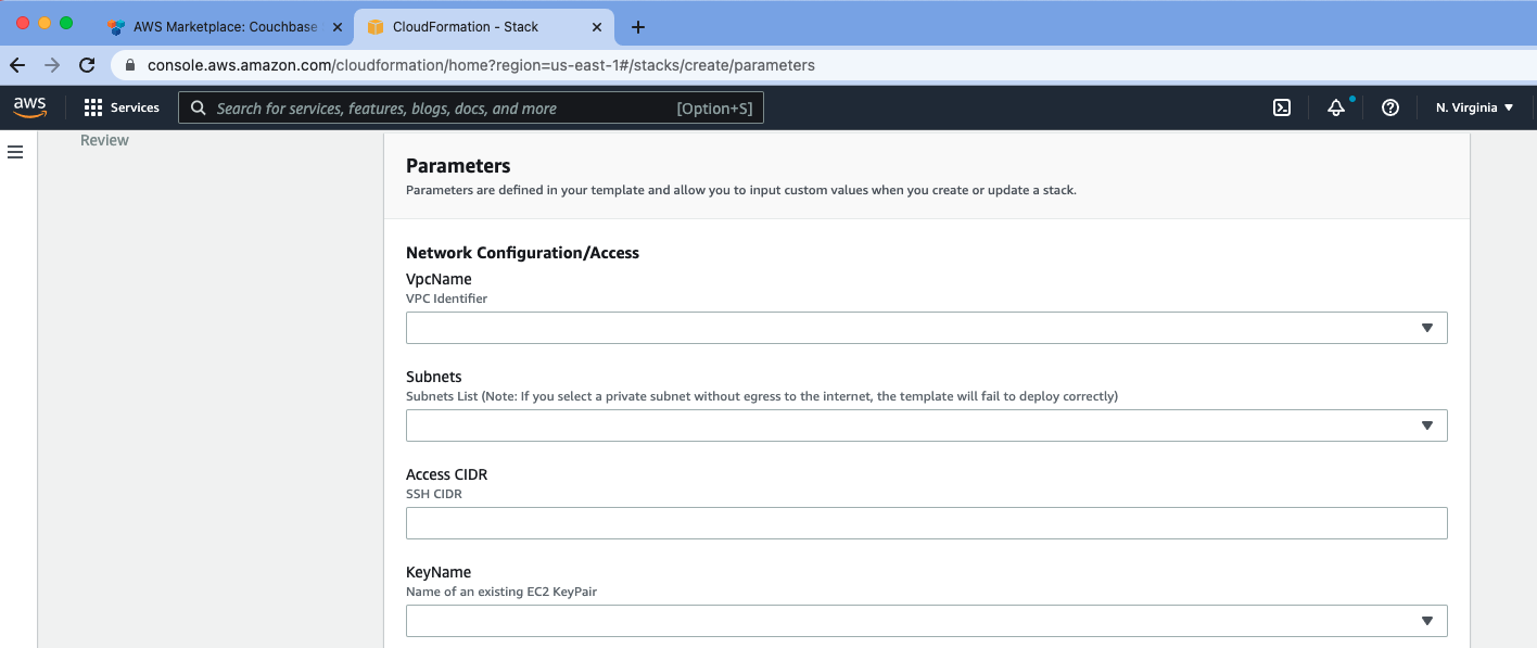 aws marketplace couchbase ee stack stack networkconfiguration