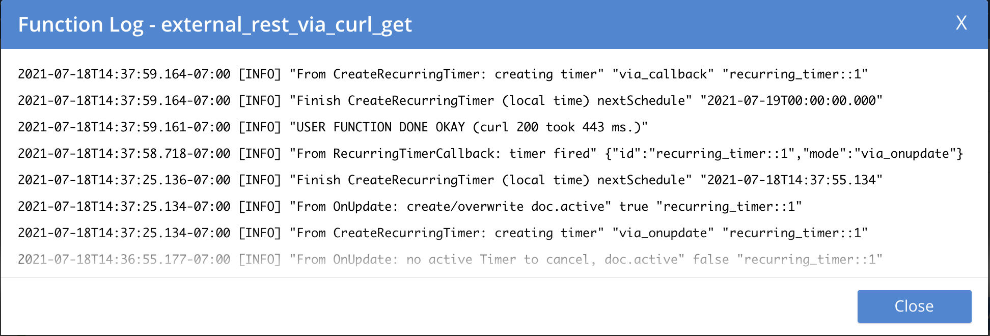 ext rest via curl get 04 log active2