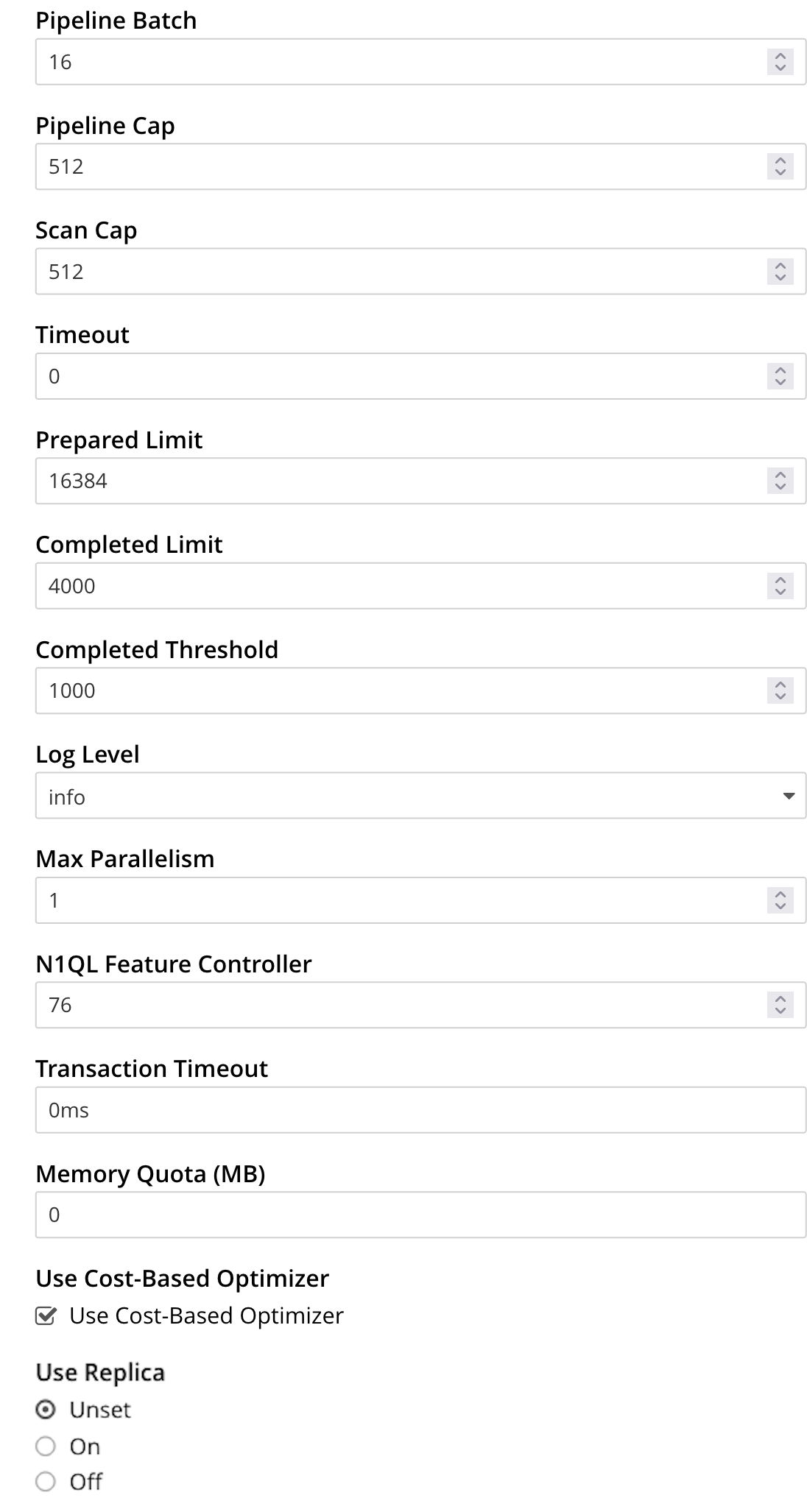 The bottom half of the Query Settings panel