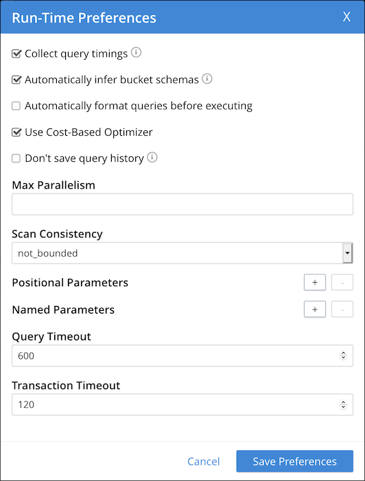 The Run-Time Preferences window