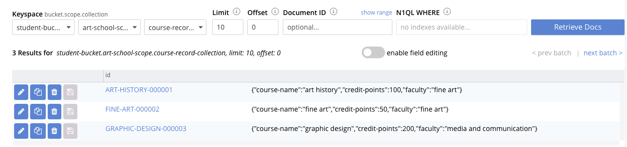 Courses added to the course-record-collection in the cluster